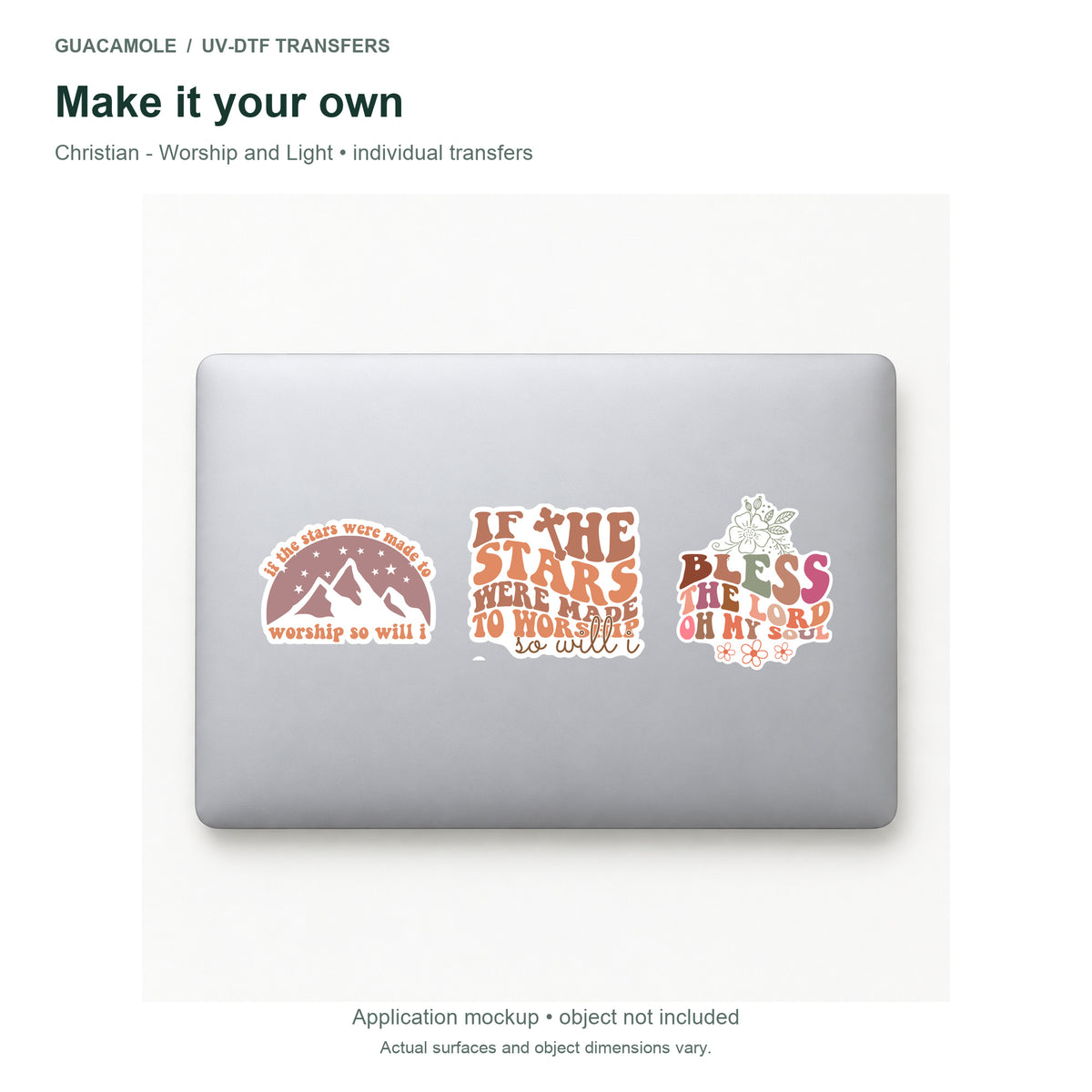 Christian - Worship and Light — Three designs on a laptop