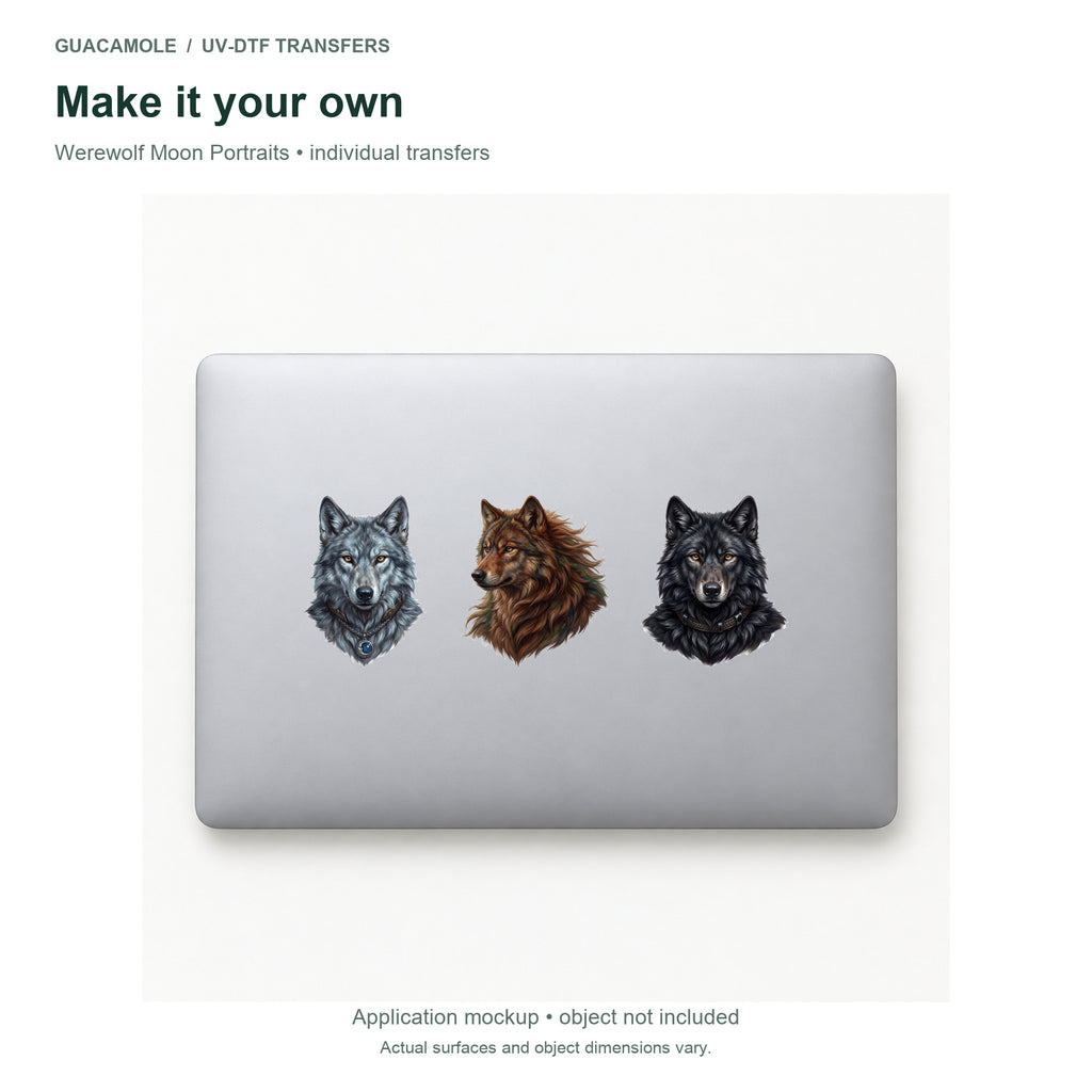 Werewolf Moon Portraits — Three designs on a laptop