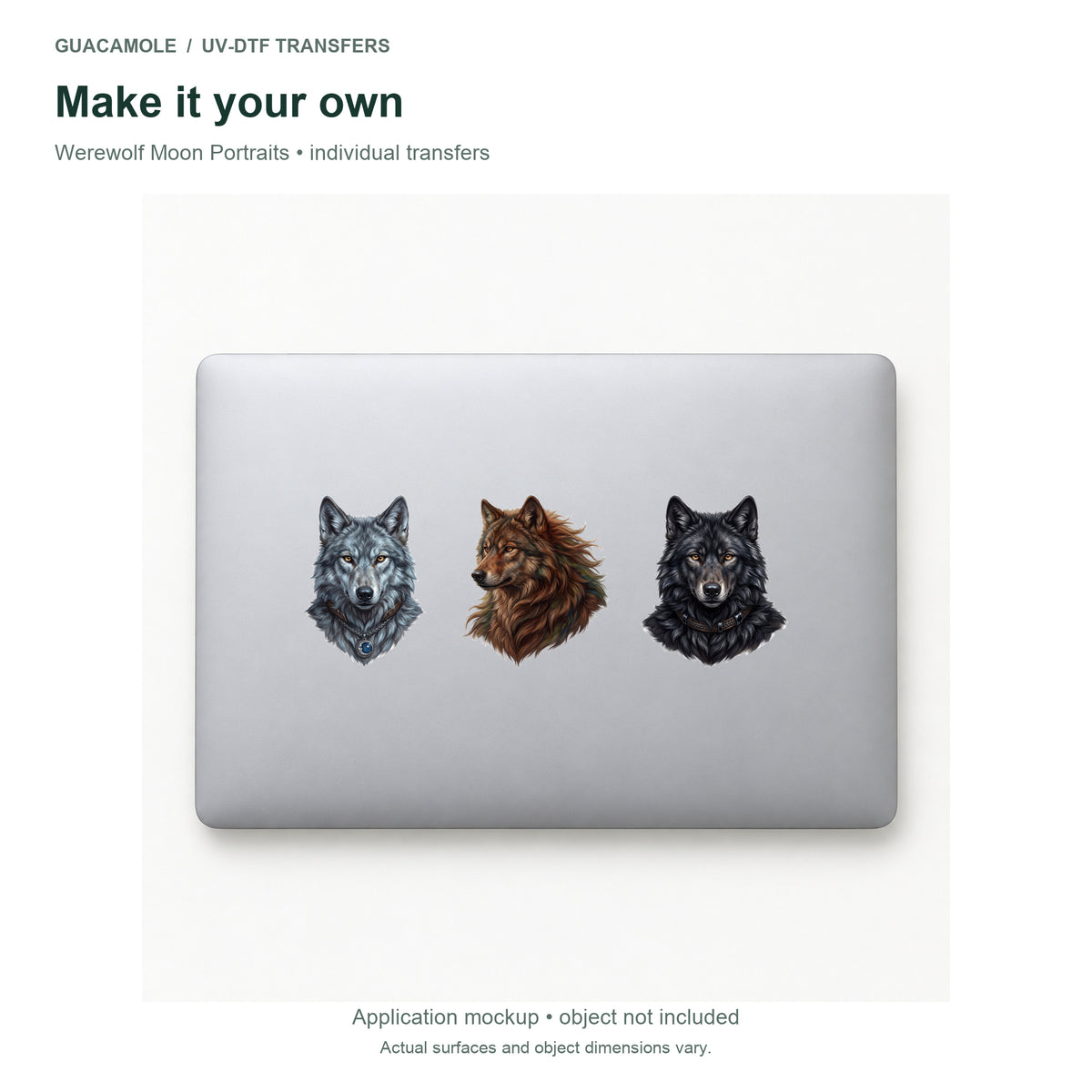 Werewolf Moon Portraits — Three designs on a laptop