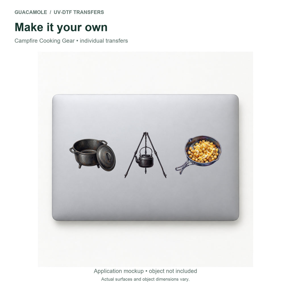 Campfire Cooking Gear — Three designs on a laptop