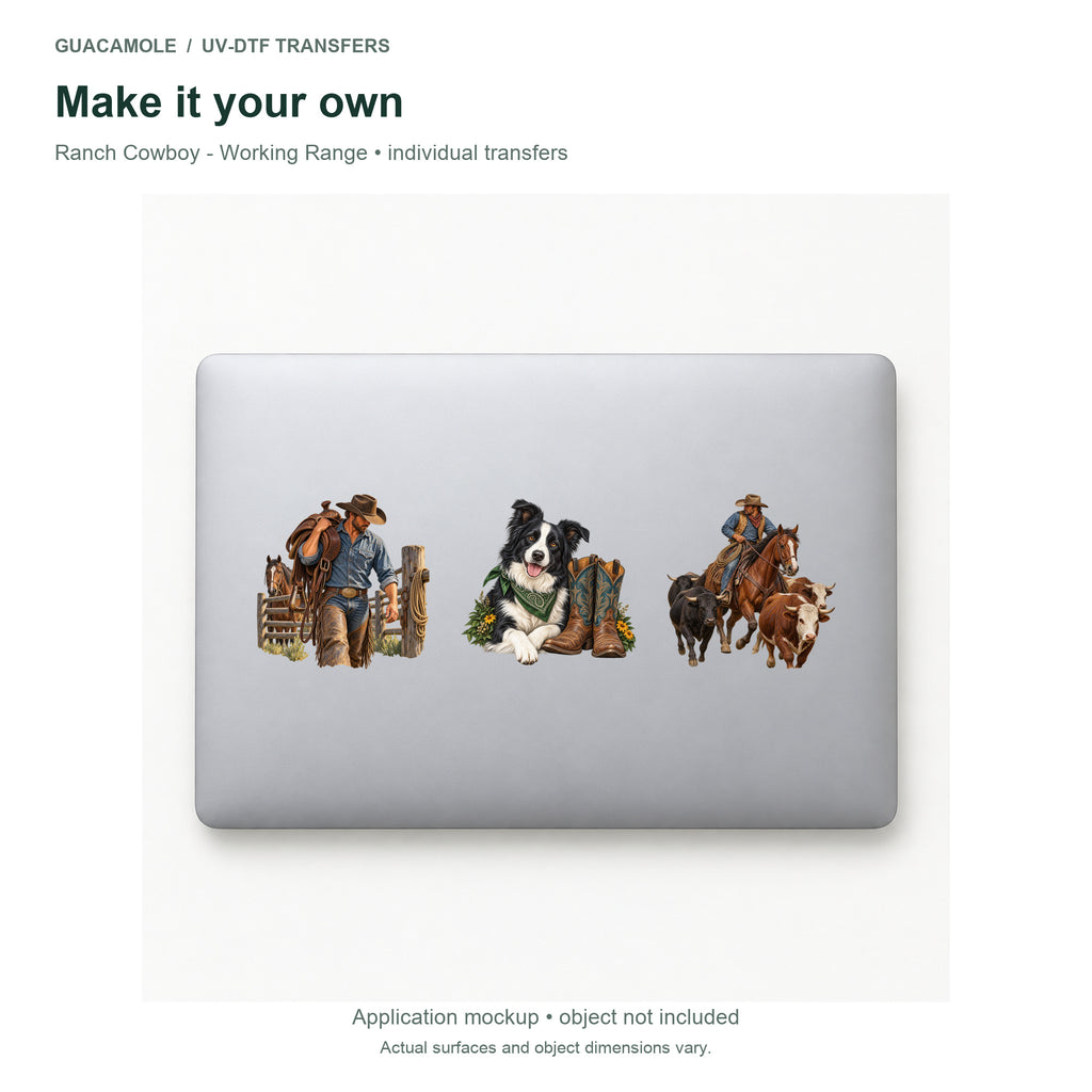 Ranch Cowboy - Working Range — Three designs on a laptop