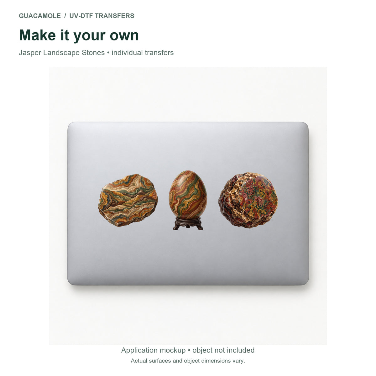 Jasper Landscape Stones — Three designs on a laptop