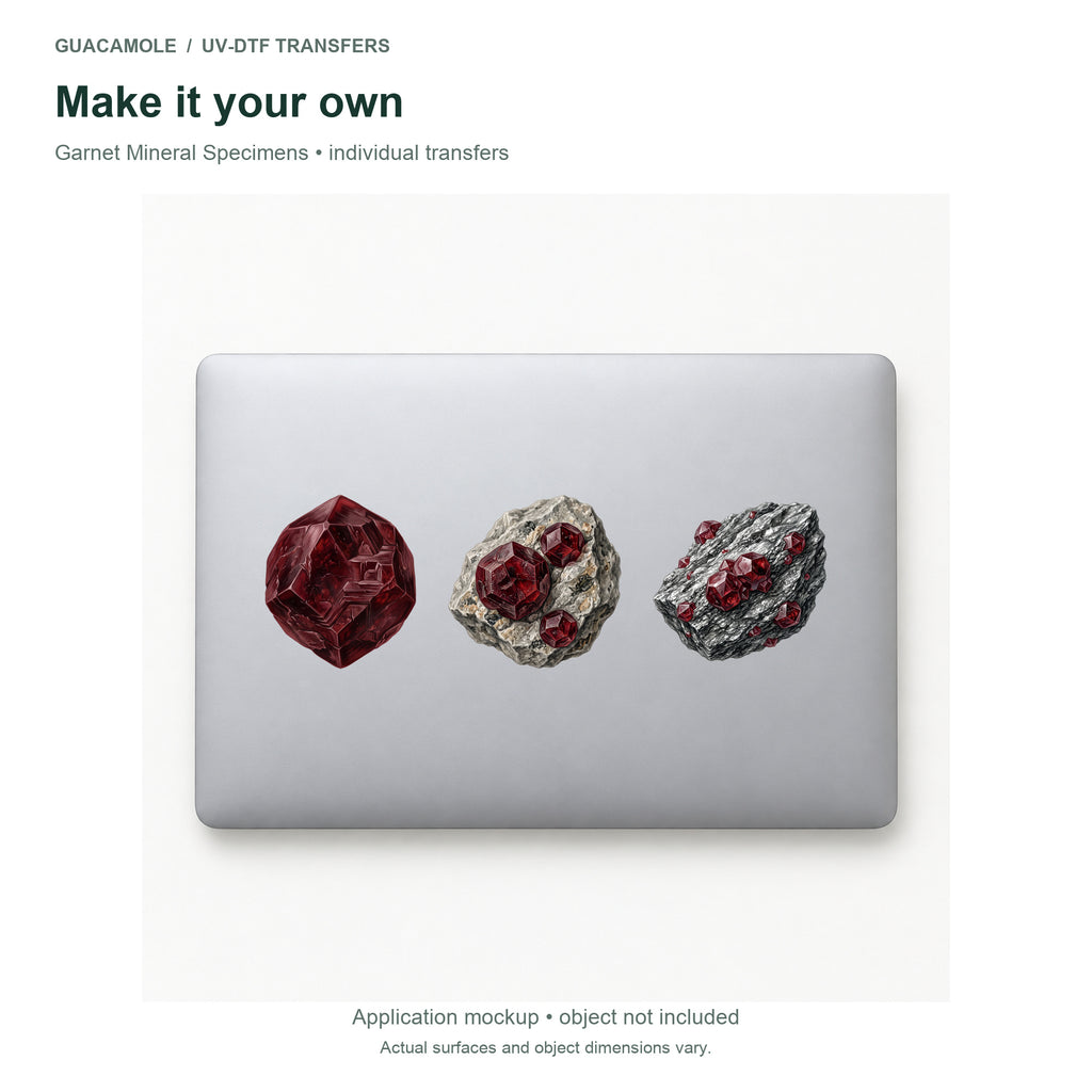 Garnet Mineral Specimens — Three designs on a laptop