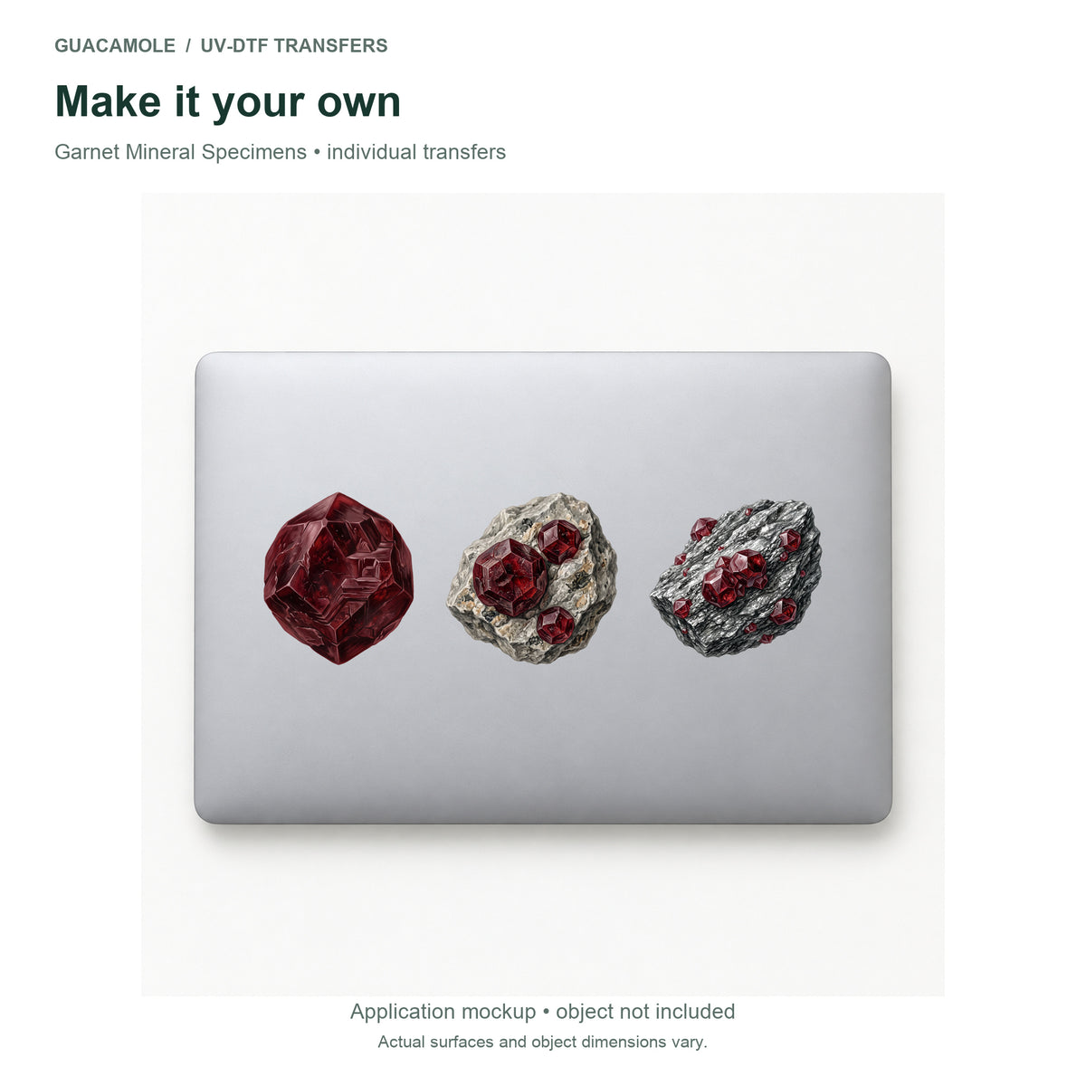 Garnet Mineral Specimens — Three designs on a laptop