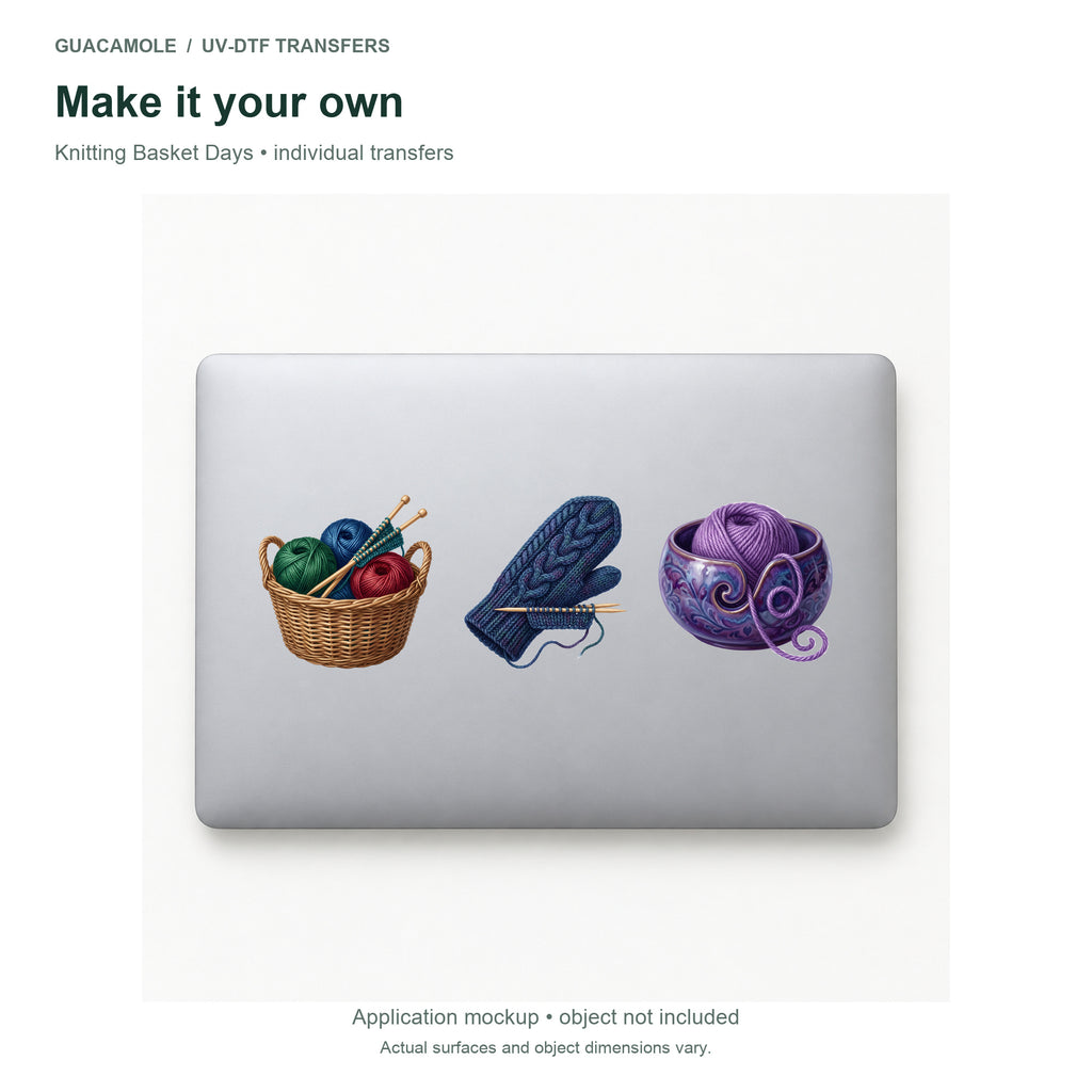 Knitting Basket Days — Three designs on a laptop