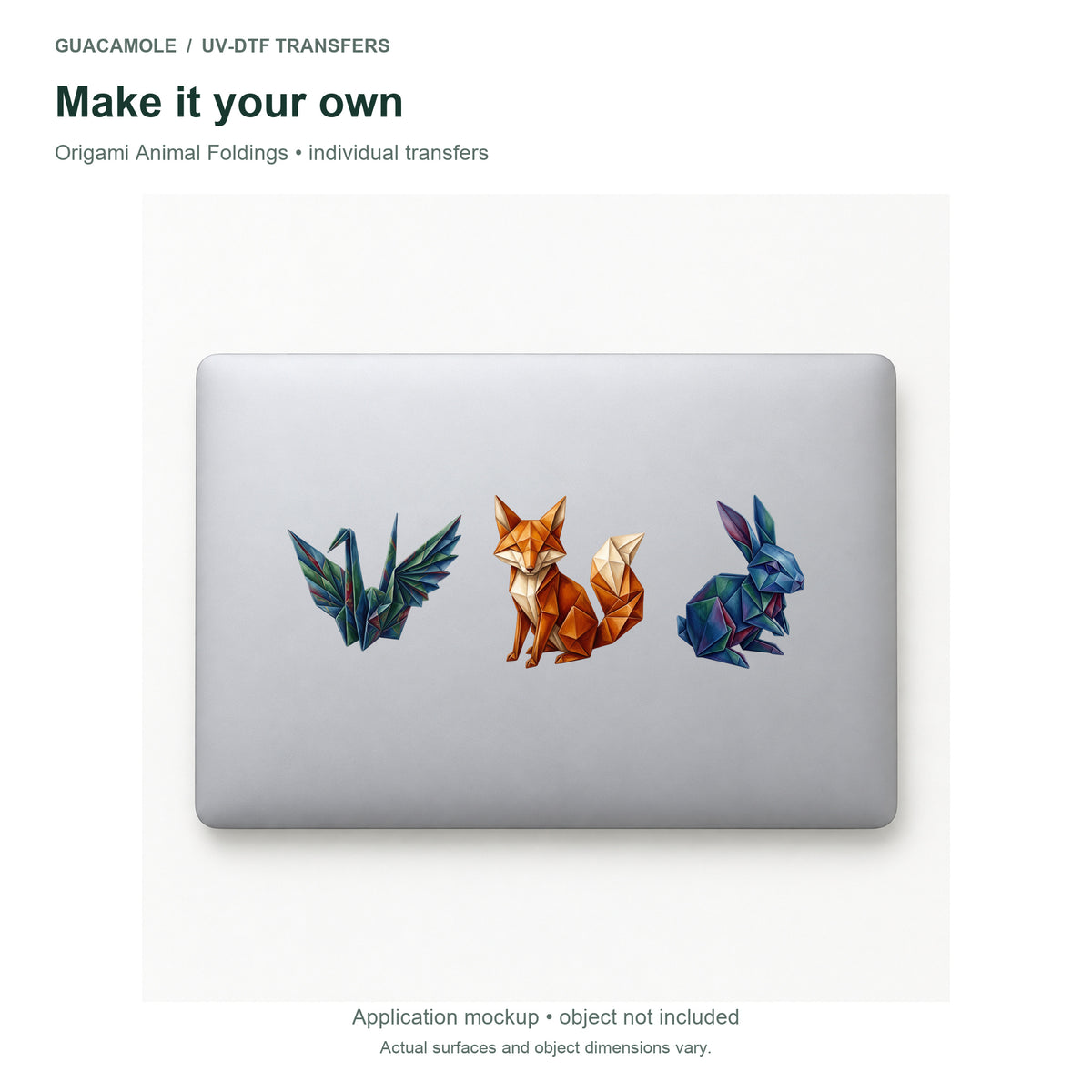 Origami Animal Foldings — Three designs on a laptop
