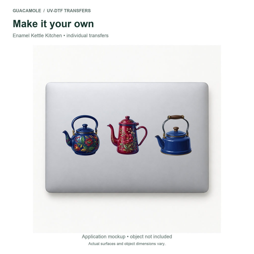 Enamel Kettle Kitchen — Three designs on a laptop