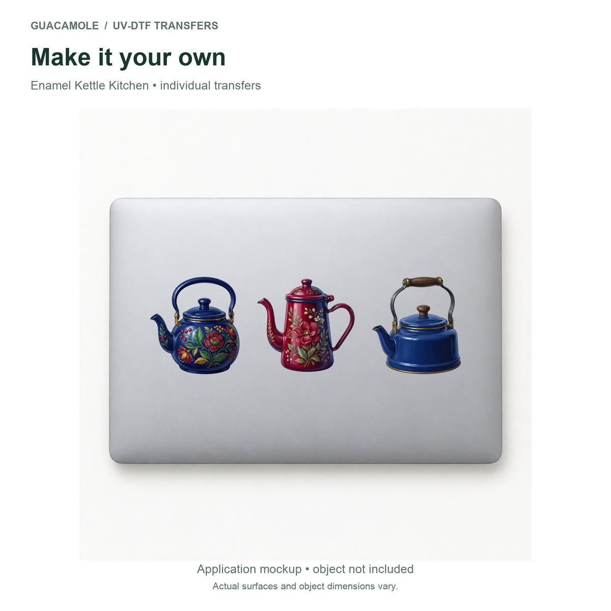 Enamel Kettle Kitchen — Three designs on a laptop