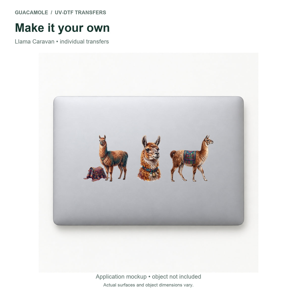 Llama Caravan — Three designs on a laptop