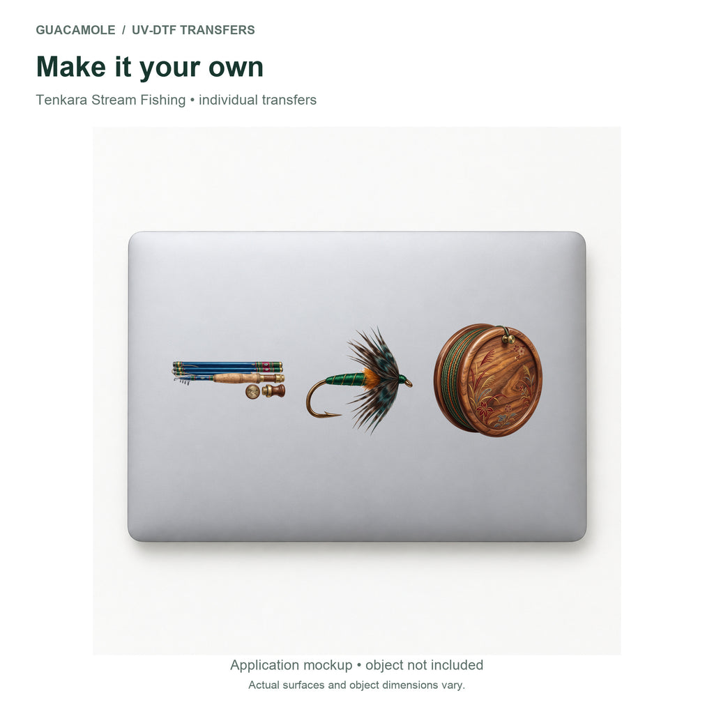 Tenkara Stream Fishing — Three designs on a laptop