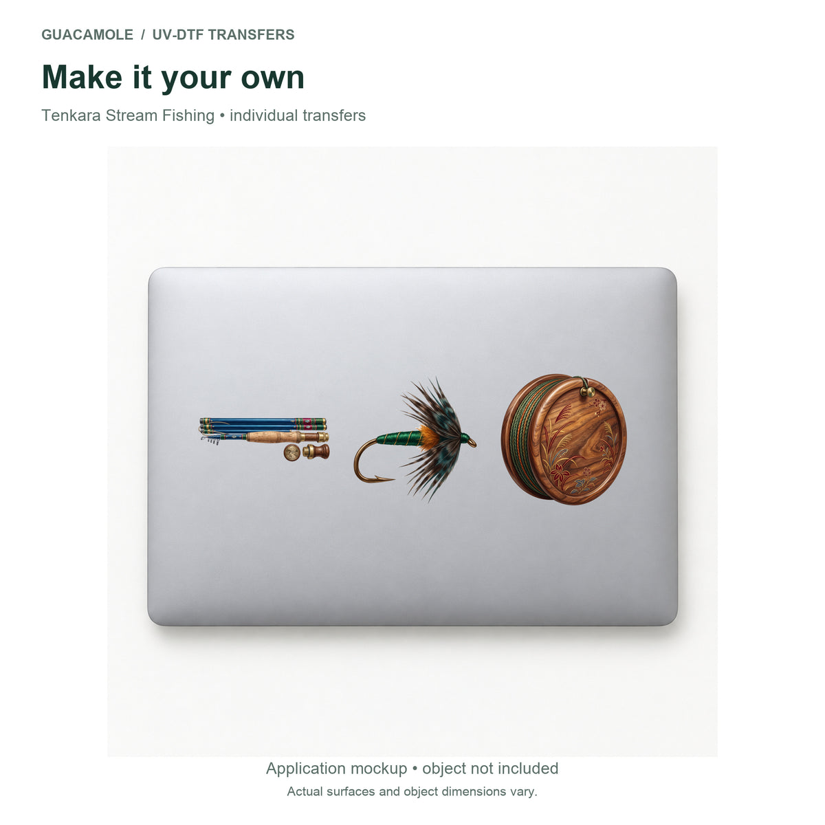 Tenkara Stream Fishing — Three designs on a laptop