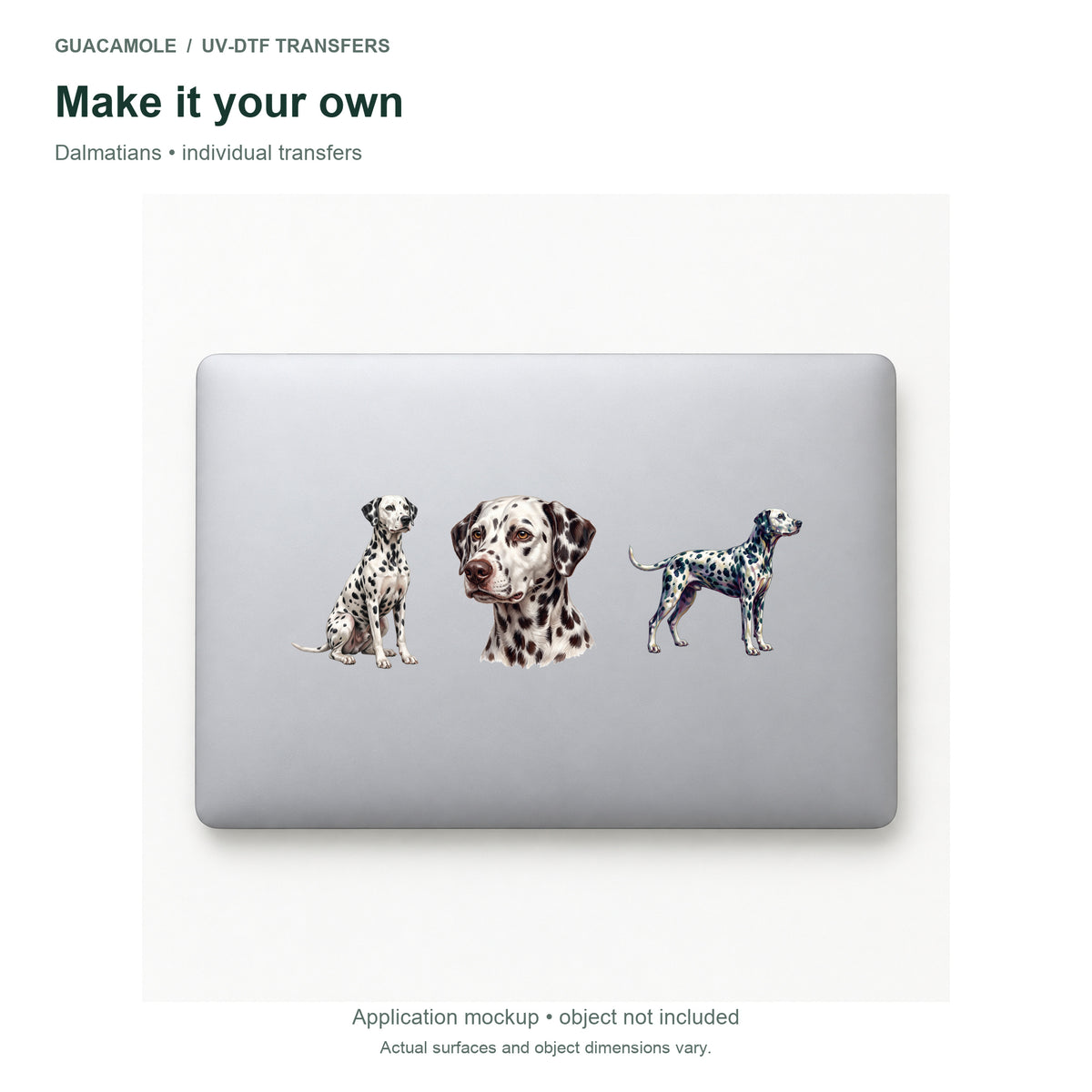 Dalmatians — Three designs on a laptop