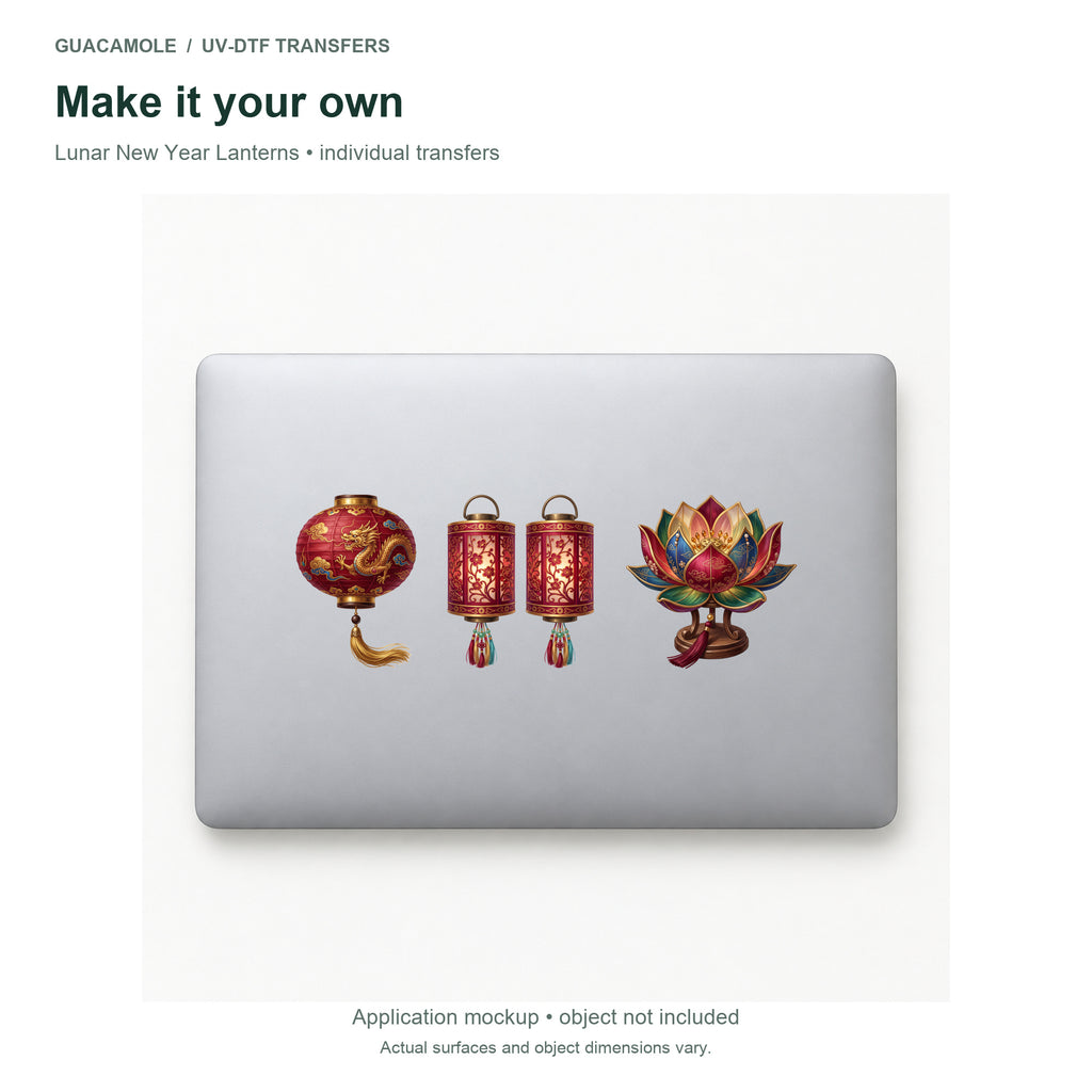 Lunar New Year Lanterns — Three designs on a laptop
