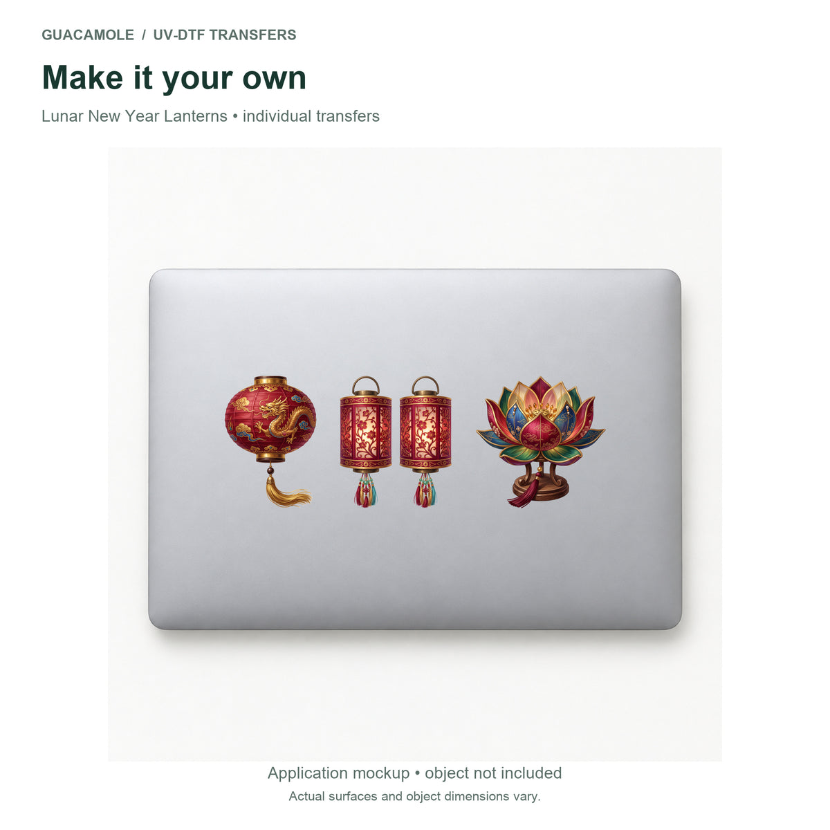 Lunar New Year Lanterns — Three designs on a laptop