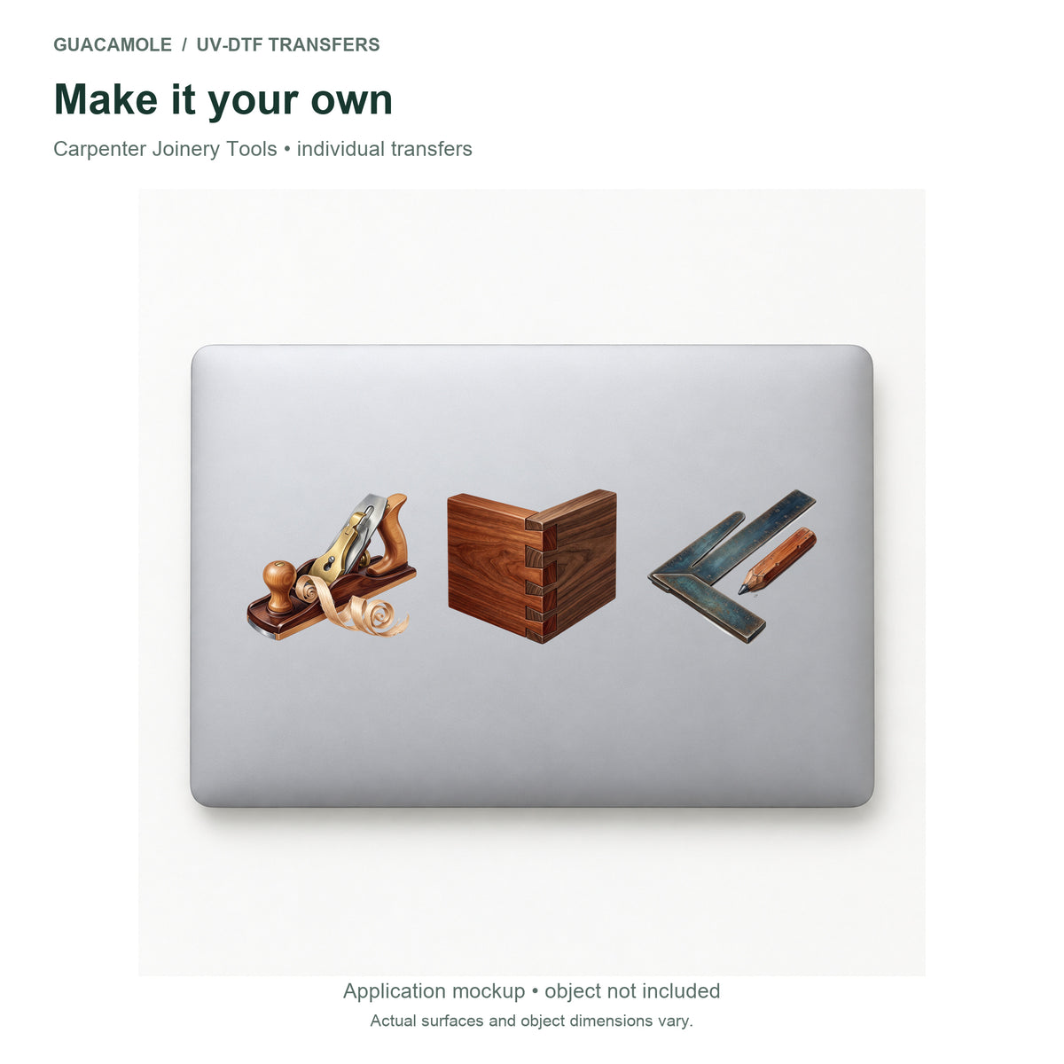 Carpenter Joinery Tools — Three designs on a laptop