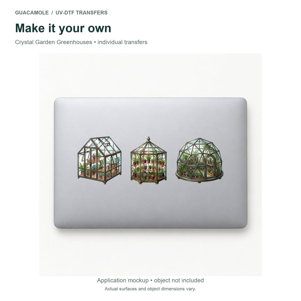 Crystal Garden Greenhouses — Three designs on a laptop