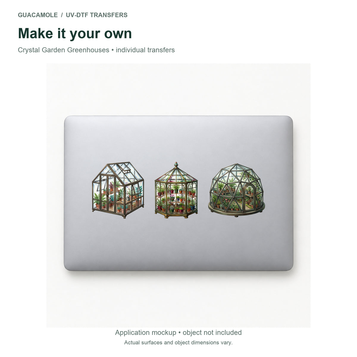Crystal Garden Greenhouses — Three designs on a laptop