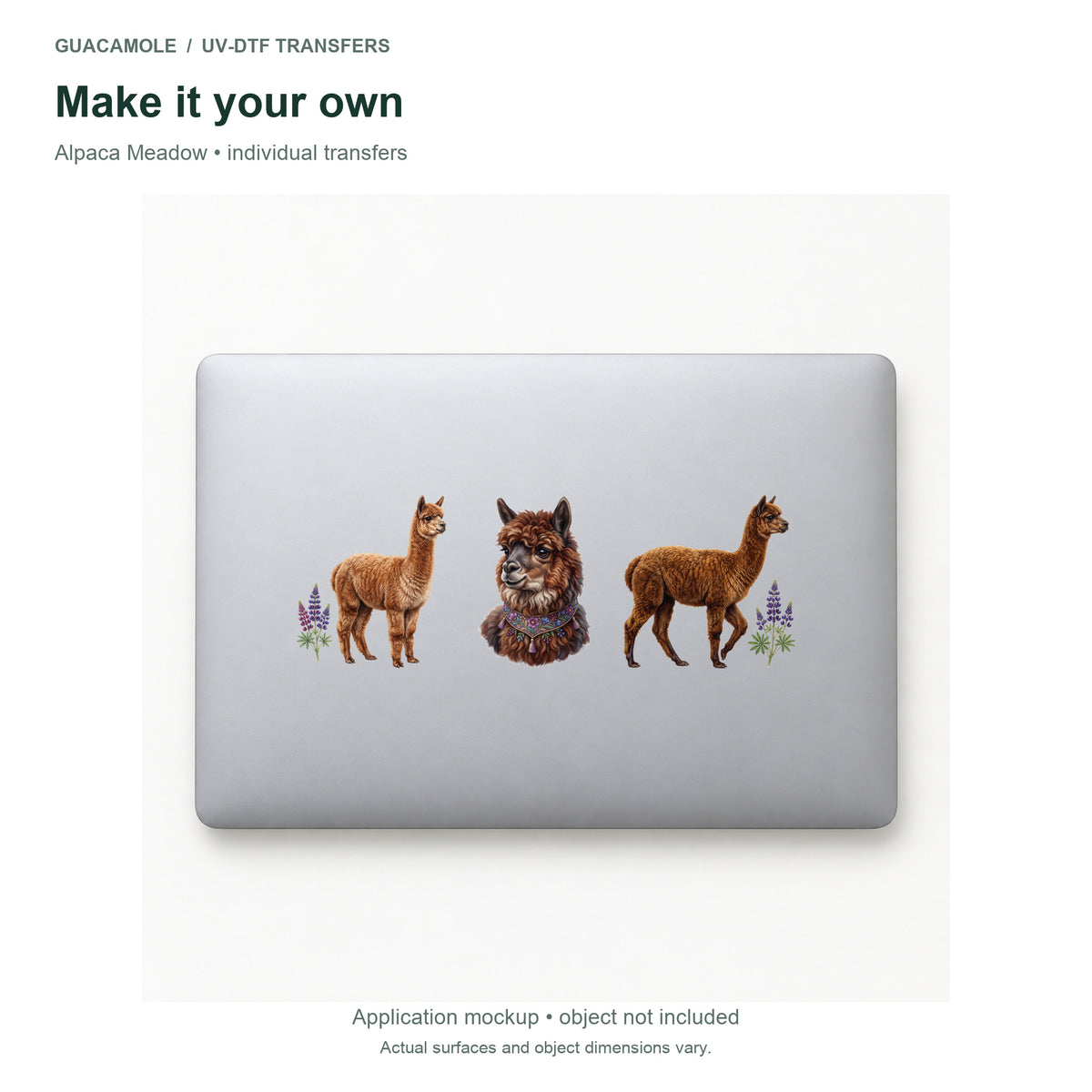 Alpaca Meadow — Three designs on a laptop