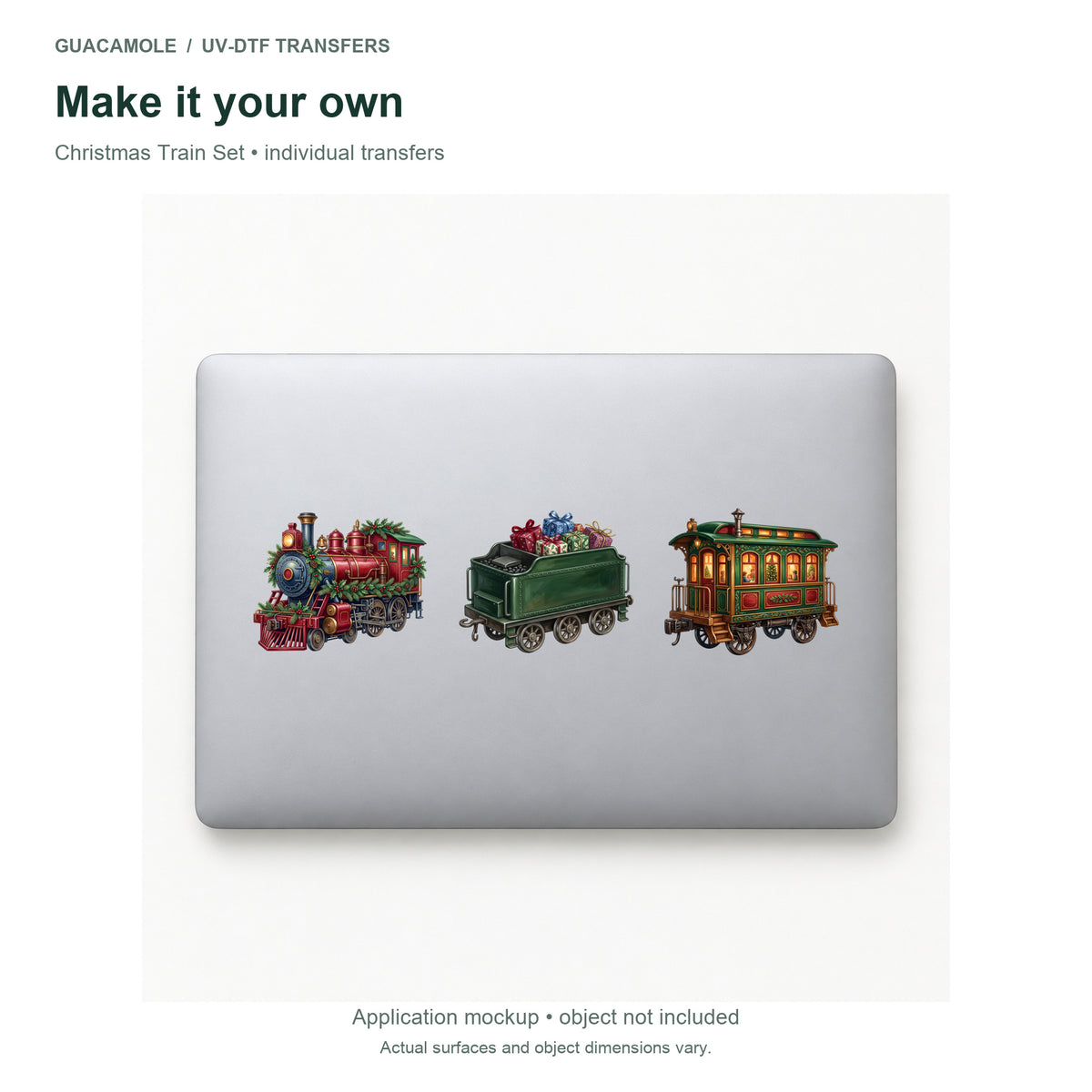 Christmas Train Set — Three designs on a laptop