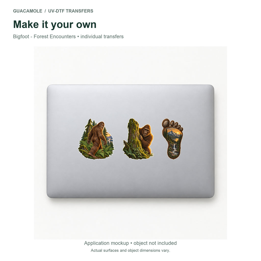 Bigfoot - Forest Encounters — Three designs on a laptop