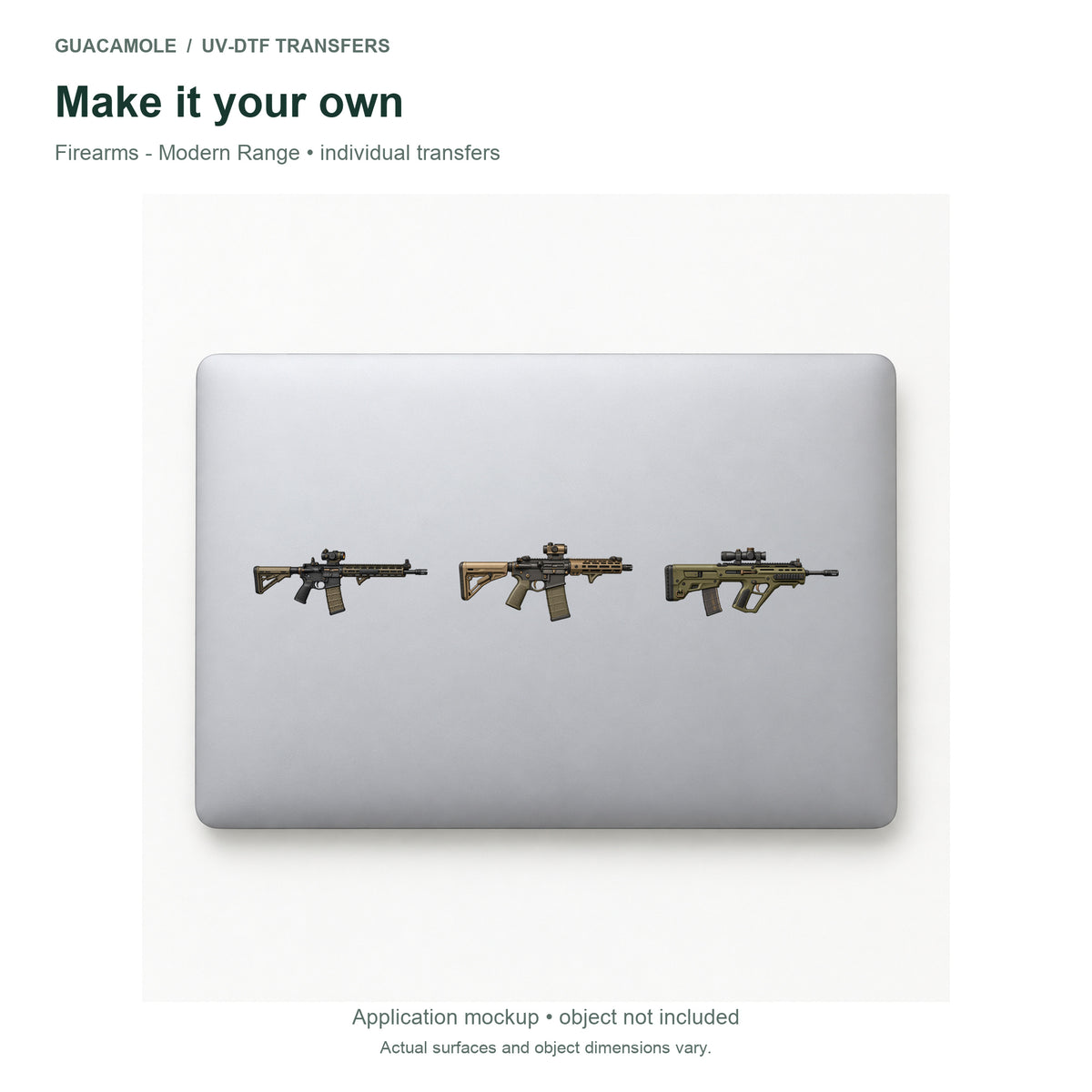 Firearms - Modern Range — Three designs on a laptop