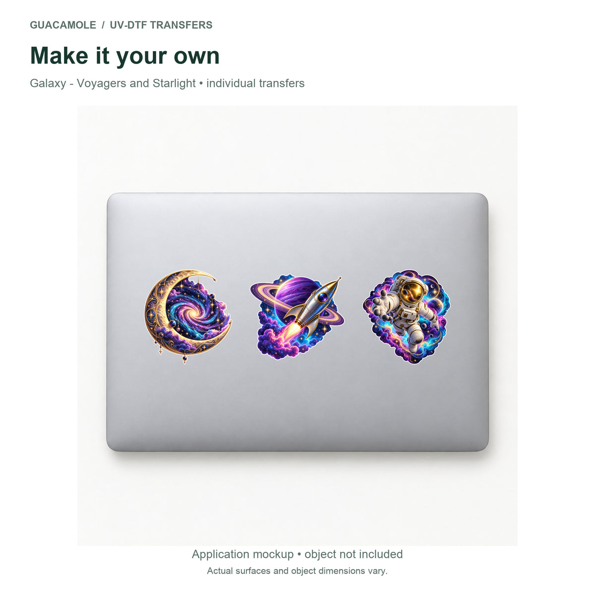 Galaxy - Voyagers and Starlight — Three designs on a laptop