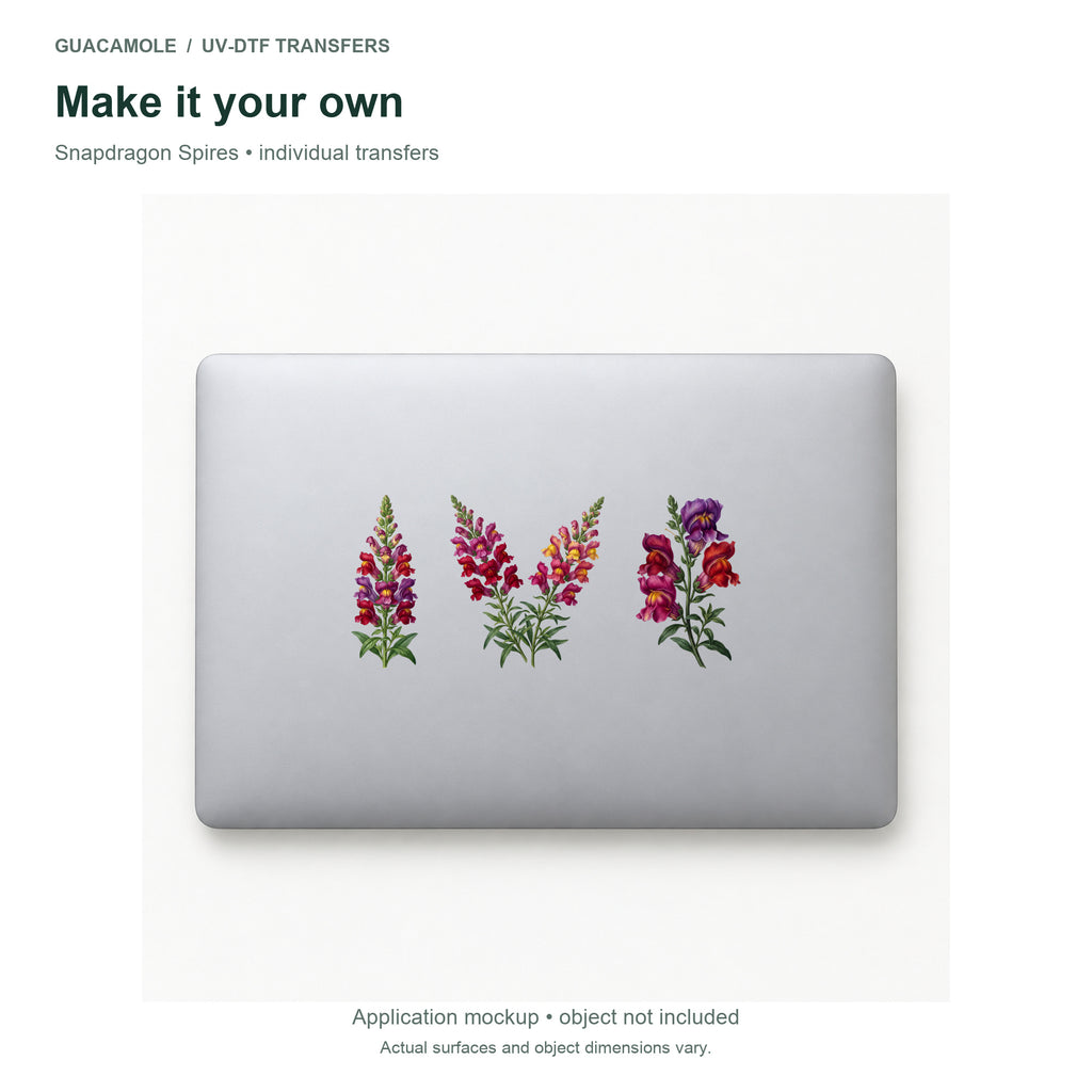 Snapdragon Spires — Three designs on a laptop