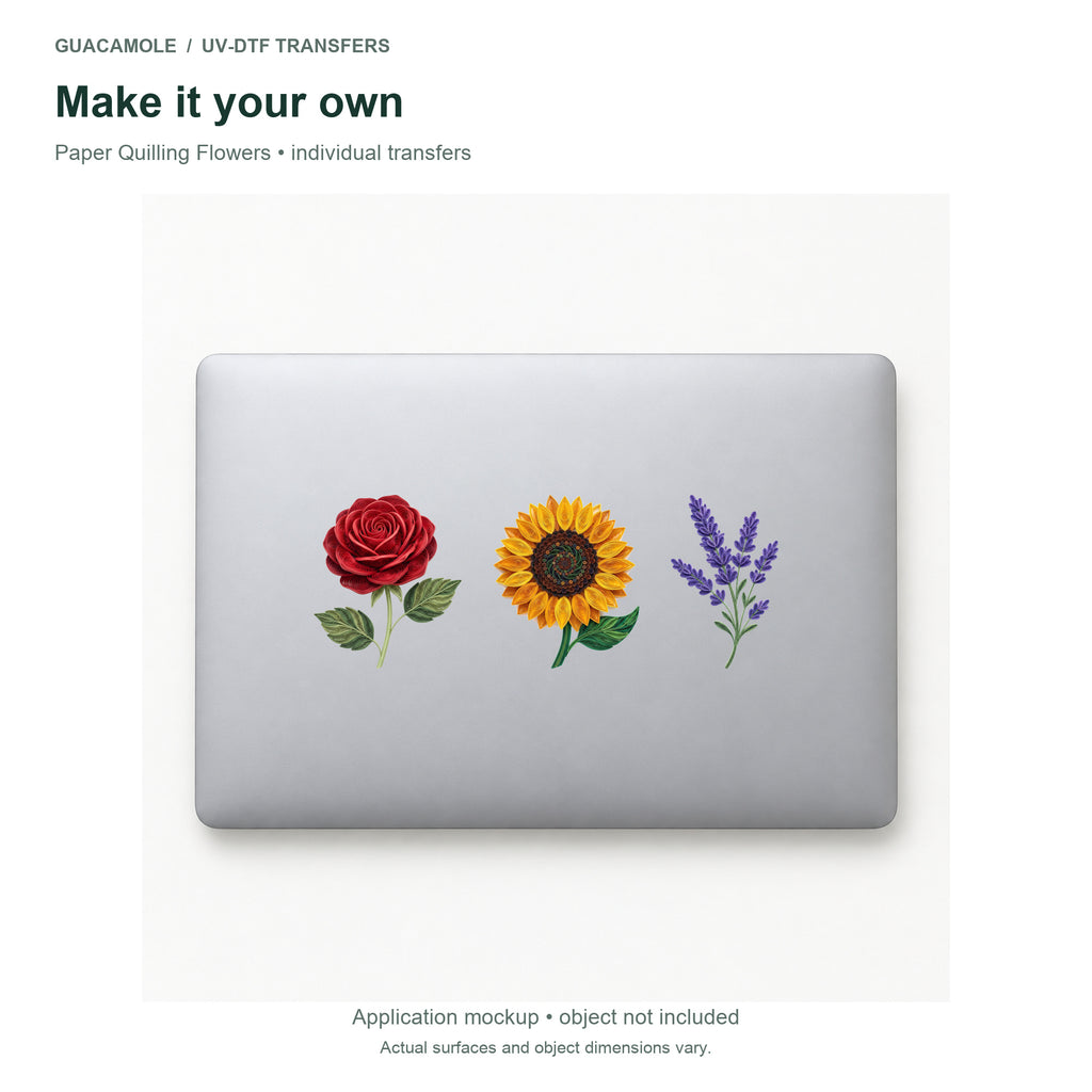 Paper Quilling Flowers — Three designs on a laptop