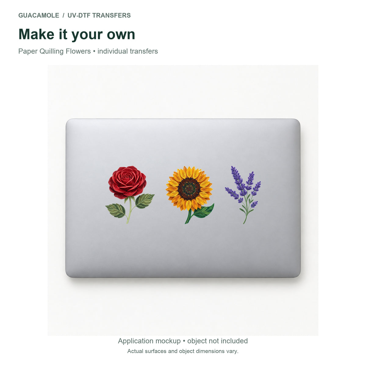 Paper Quilling Flowers — Three designs on a laptop