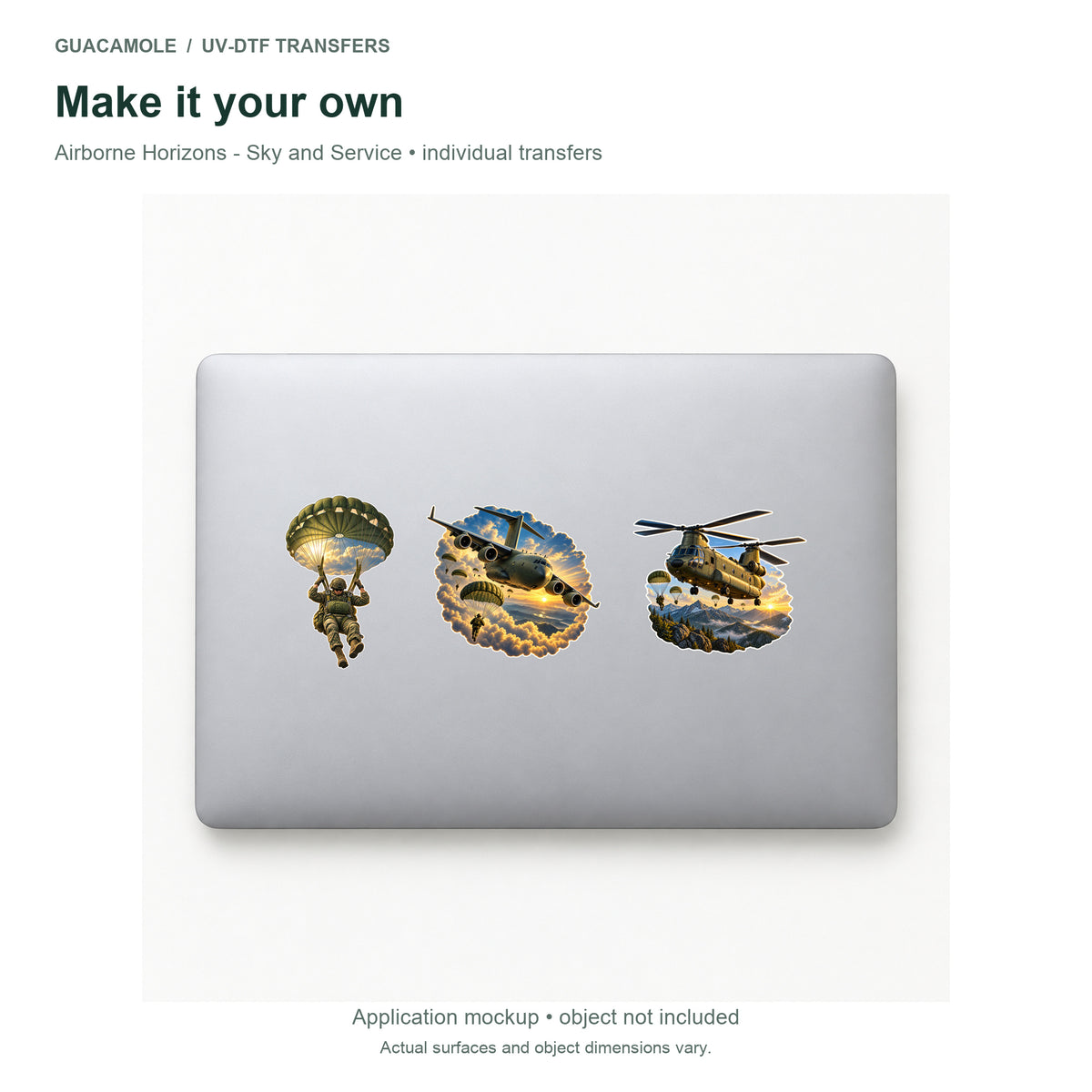 Airborne Horizons - Sky and Service — Three designs on a laptop