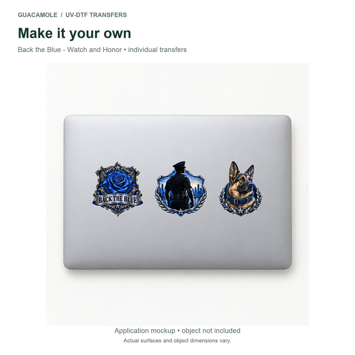 Back the Blue - Watch and Honor — Three designs on a laptop