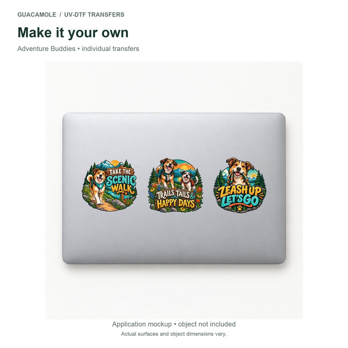 Adventure Buddies — Three designs on a laptop