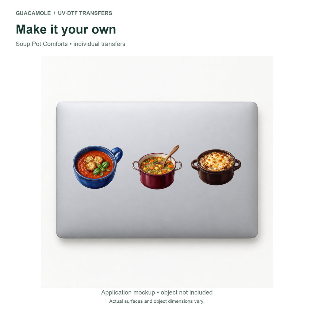 Soup Pot Comforts — Three designs on a laptop