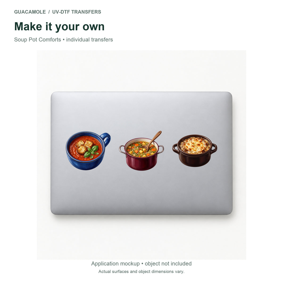 Soup Pot Comforts — Three designs on a laptop