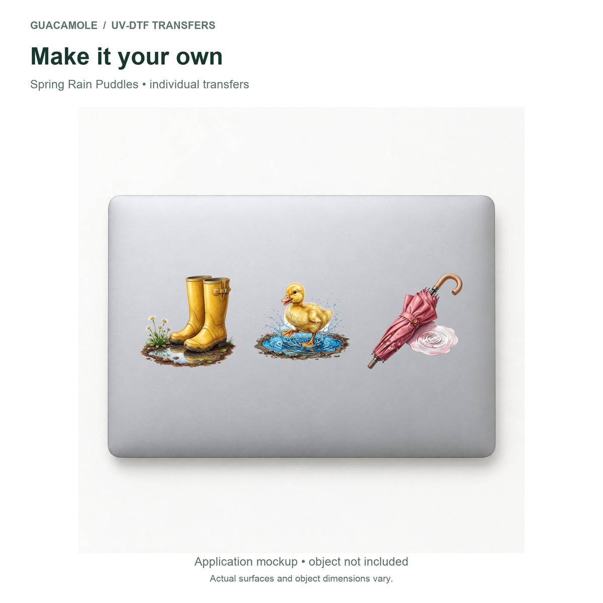 Spring Rain Puddles — Three designs on a laptop