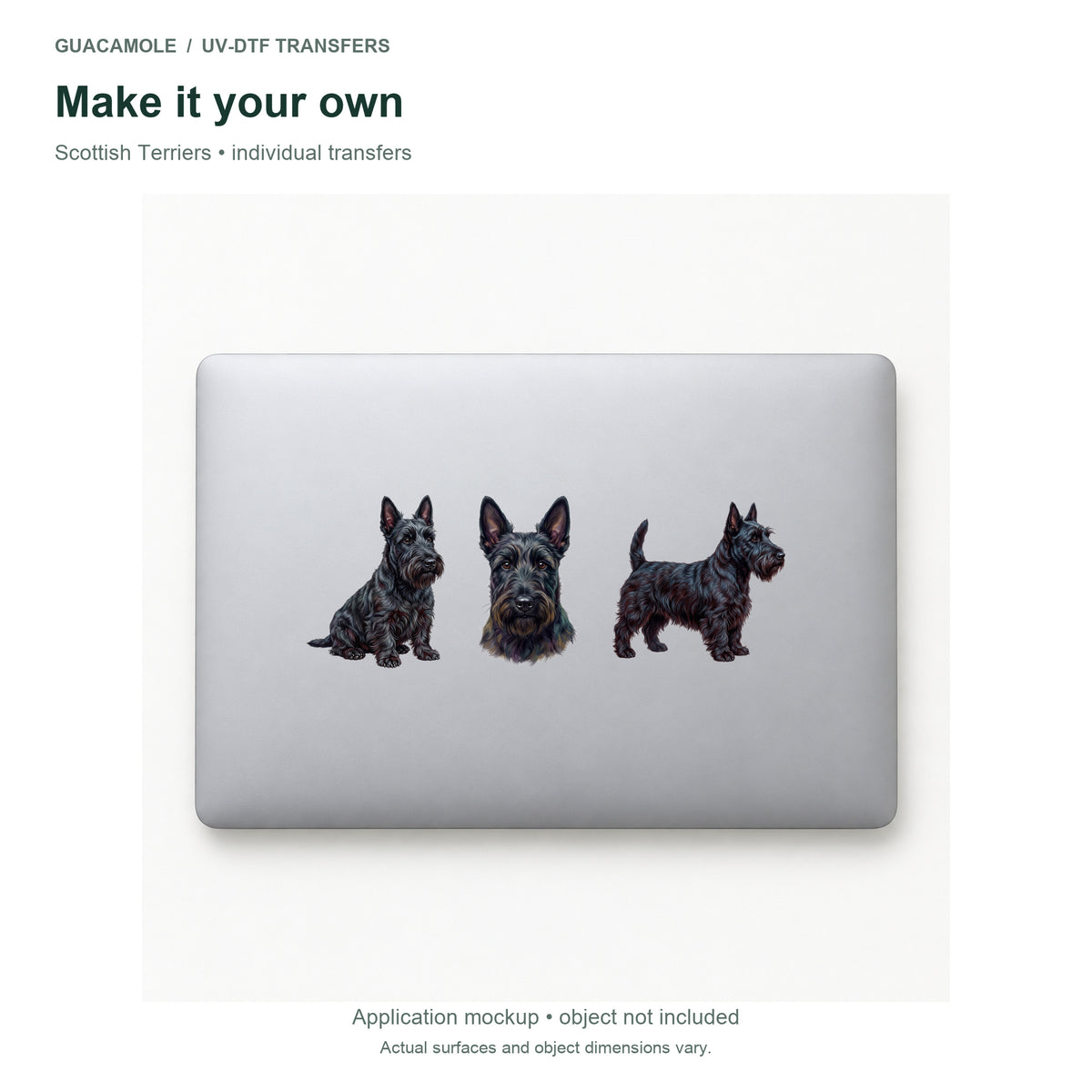 Scottish Terriers — Three designs on a laptop