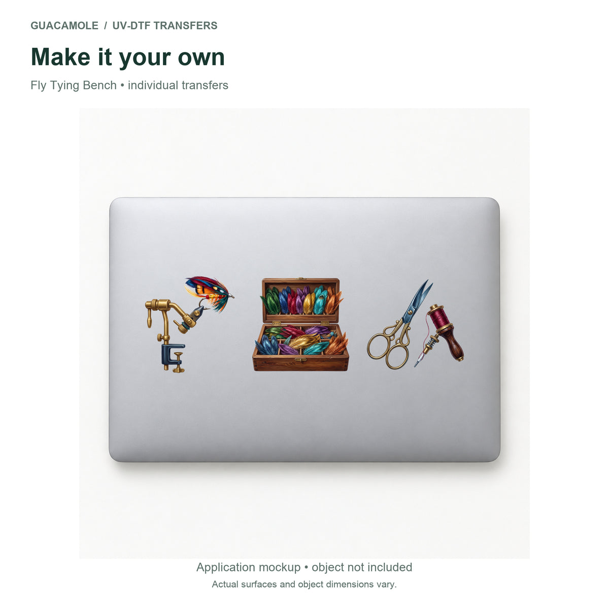 Fly Tying Bench — Three designs on a laptop