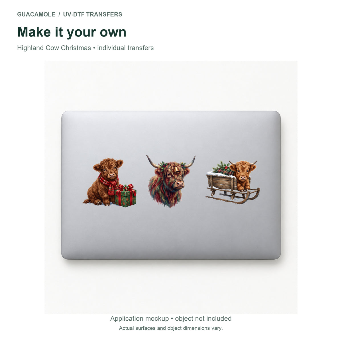 Highland Cow Christmas — Three designs on a laptop