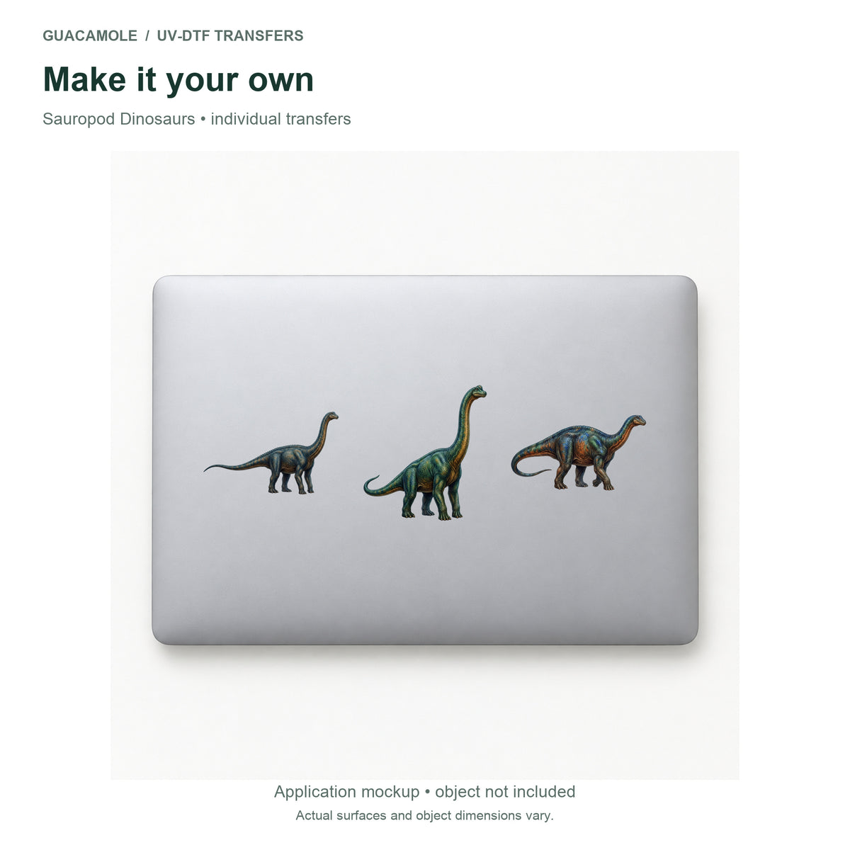Sauropod Dinosaurs — Three designs on a laptop