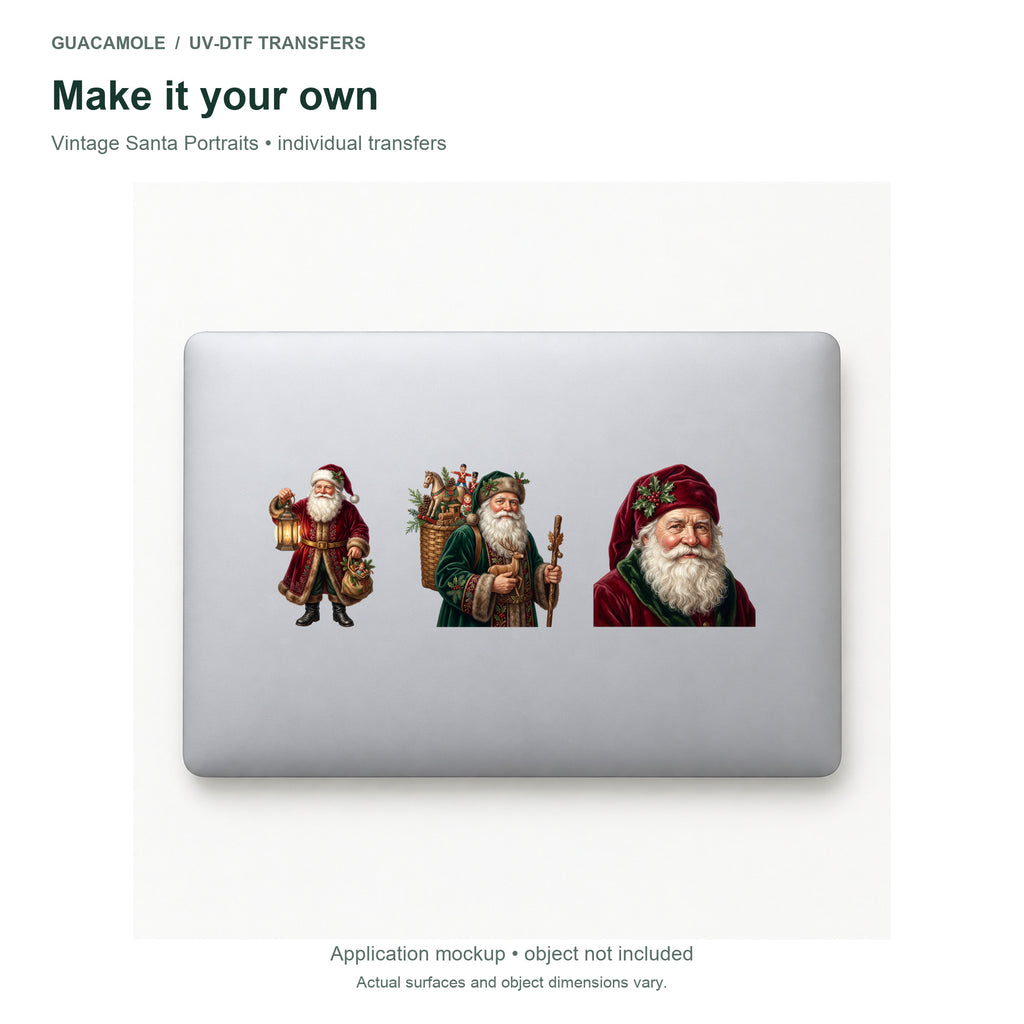 Vintage Santa Portraits — Three designs on a laptop