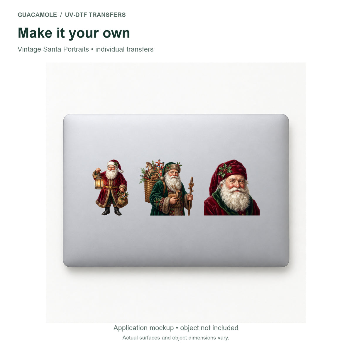 Vintage Santa Portraits — Three designs on a laptop