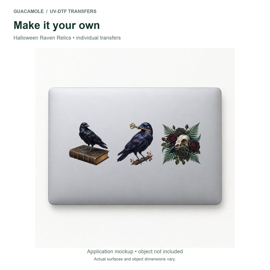 Halloween Raven Relics — Three designs on a laptop