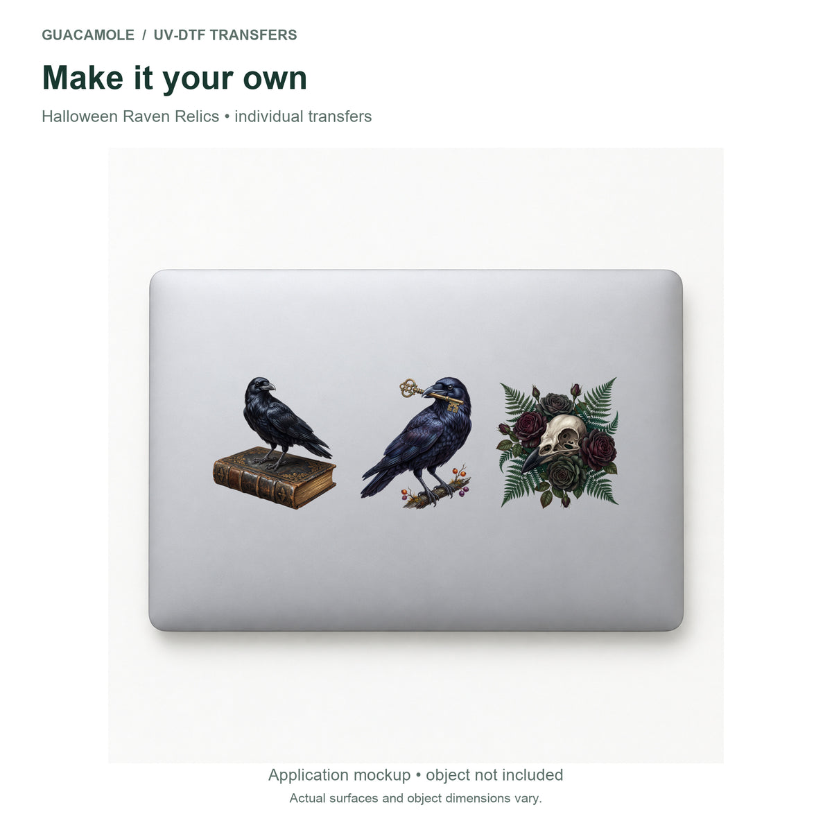 Halloween Raven Relics — Three designs on a laptop