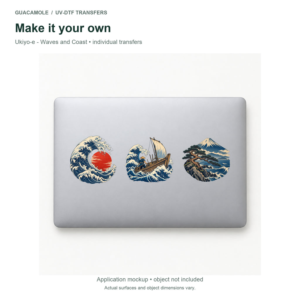 Ukiyo-e - Waves and Coast — Three designs on a laptop