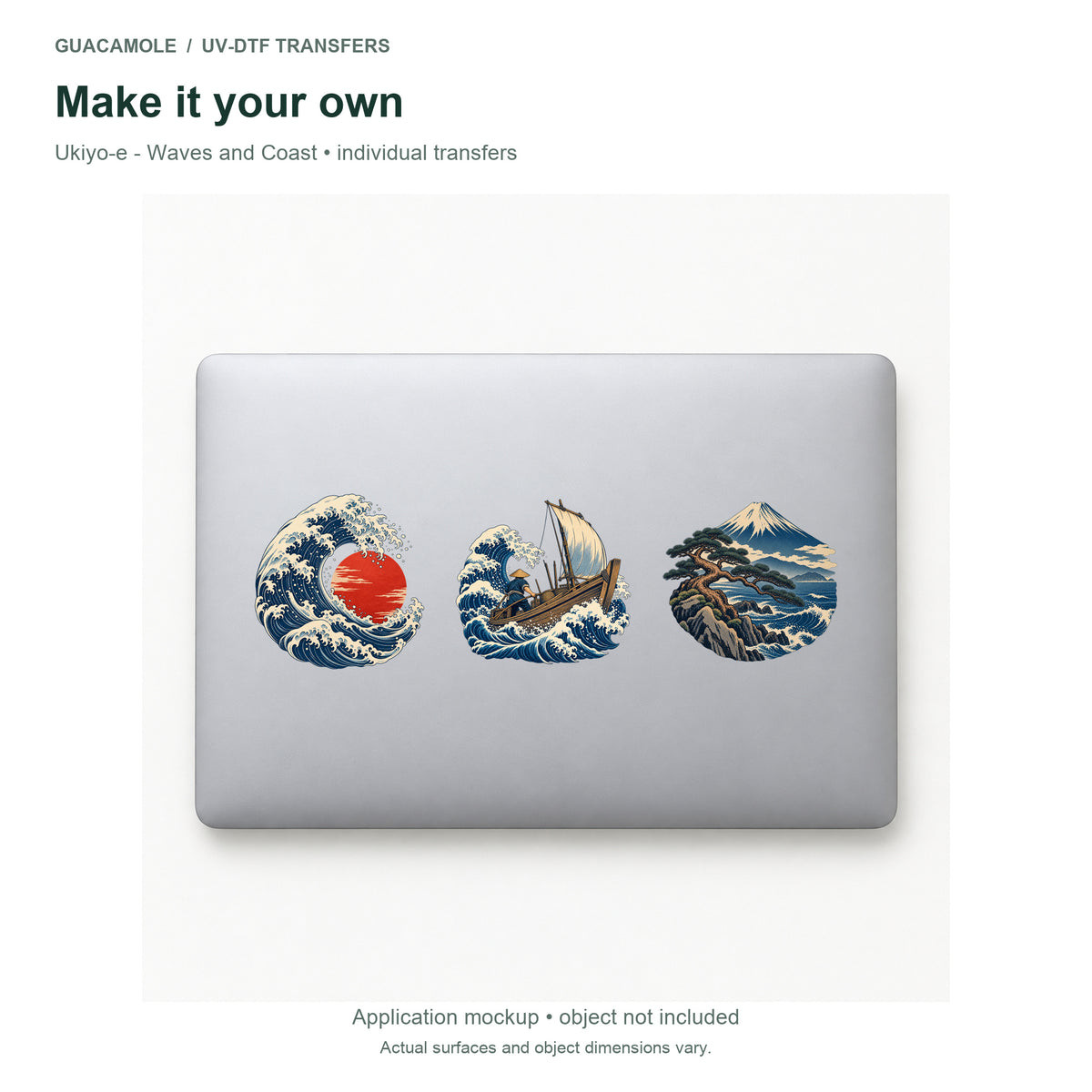 Ukiyo-e - Waves and Coast — Three designs on a laptop
