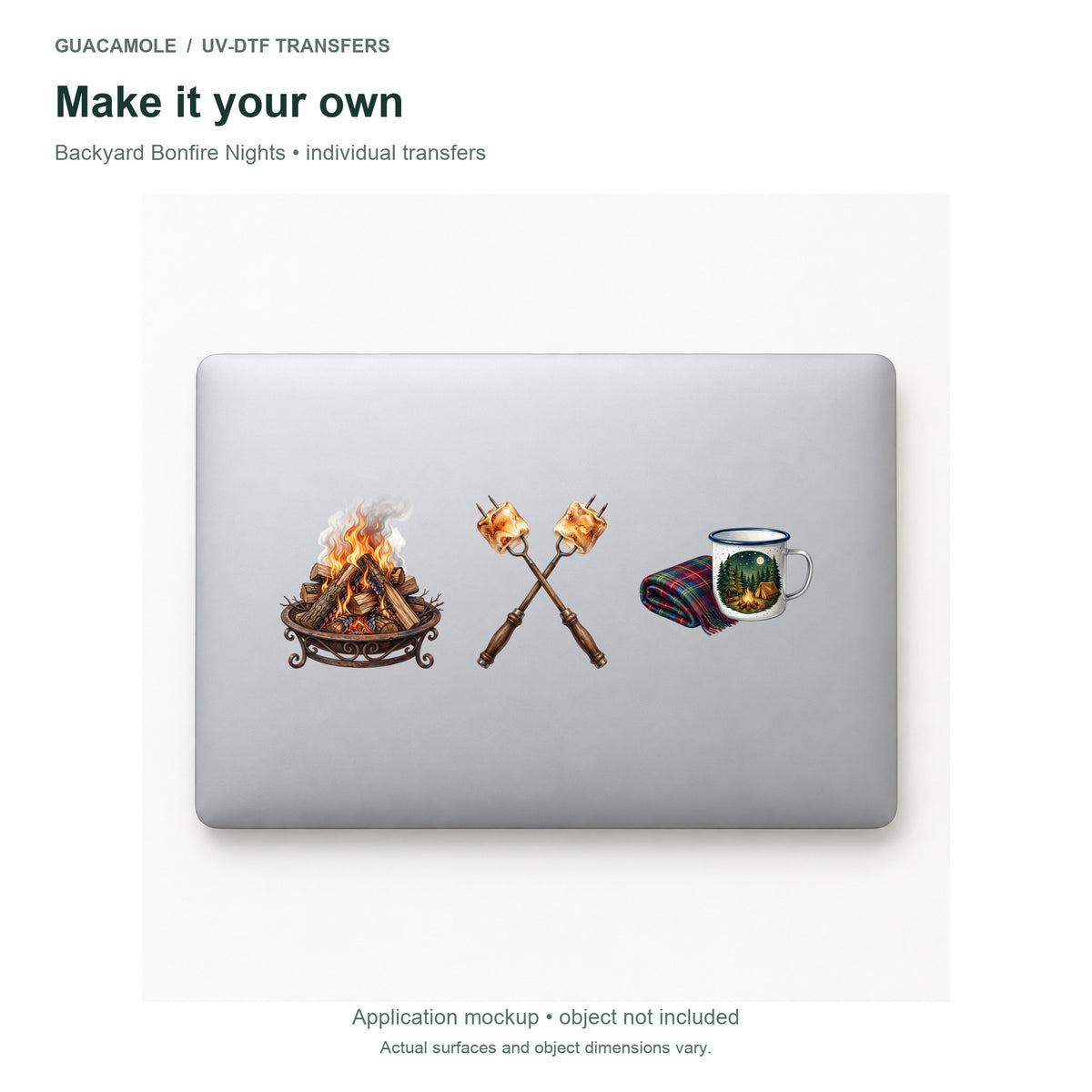 Backyard Bonfire Nights — Three designs on a laptop