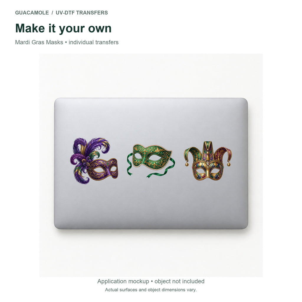 Mardi Gras Masks — Three designs on a laptop
