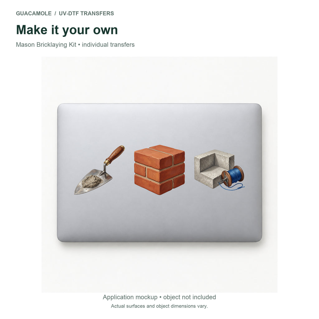 Mason Bricklaying Kit — Three designs on a laptop