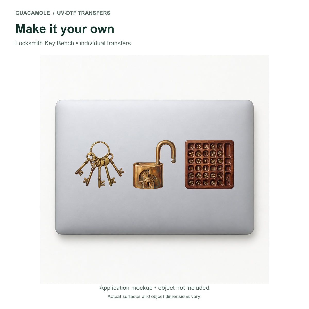Locksmith Key Bench — Three designs on a laptop