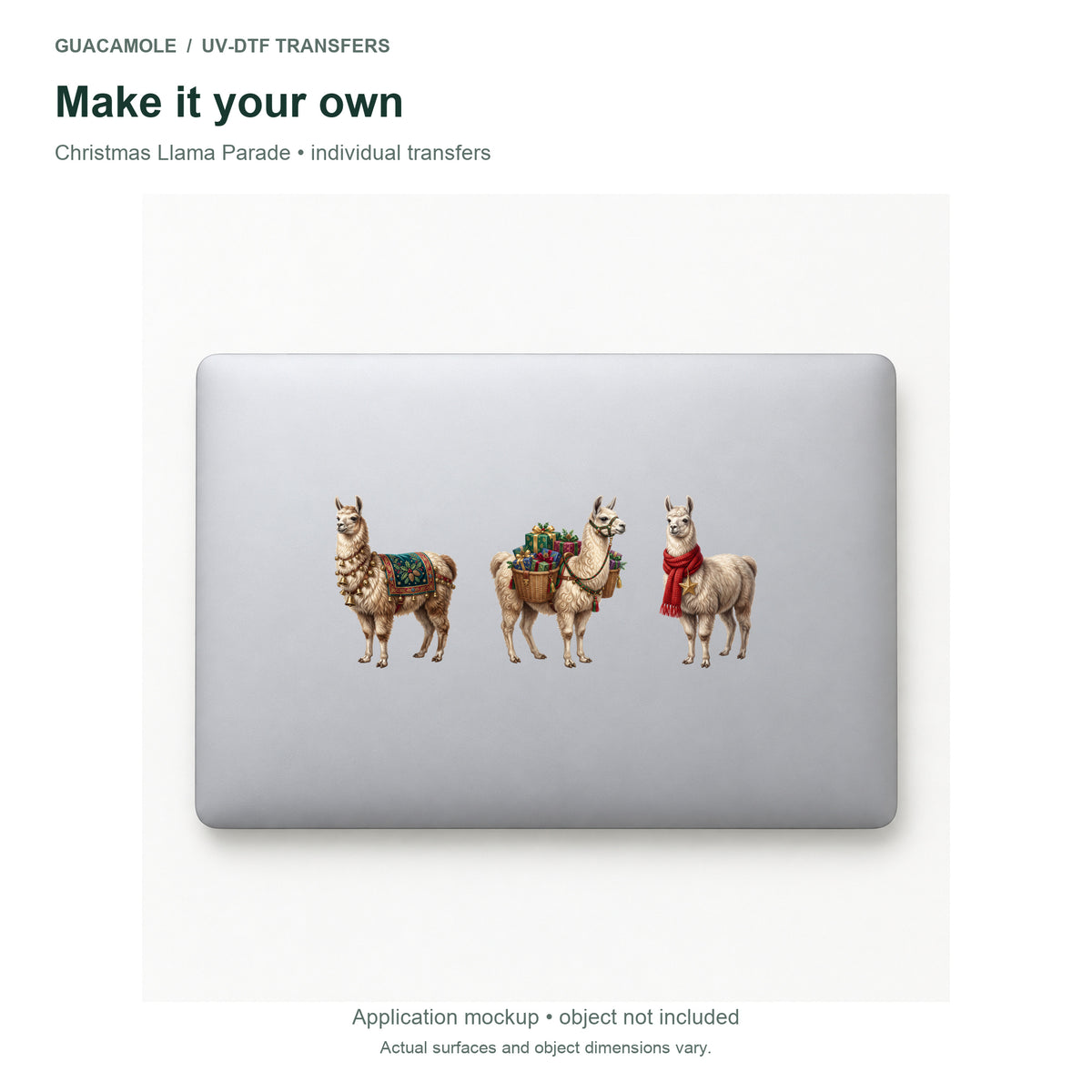 Christmas Llama Parade — Three designs on a laptop